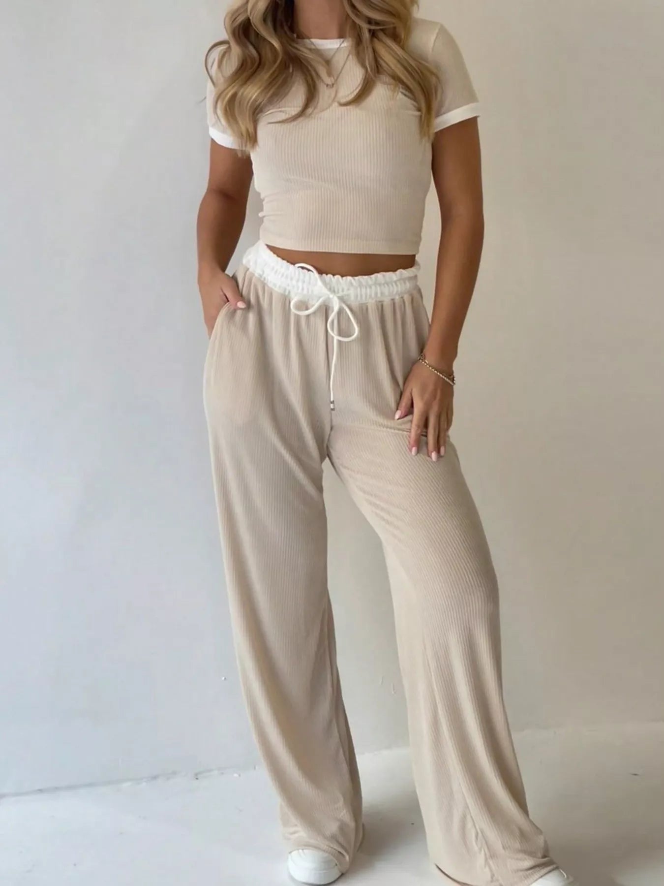Contrast Trim Top and Pants Set- Shopimist- {{Product type}}