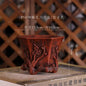 Purple Sand Plum Blossom Bonsai Pot – Carved Traditional Chinese Planter - Burgundy Dia10.5High9cm - Planter