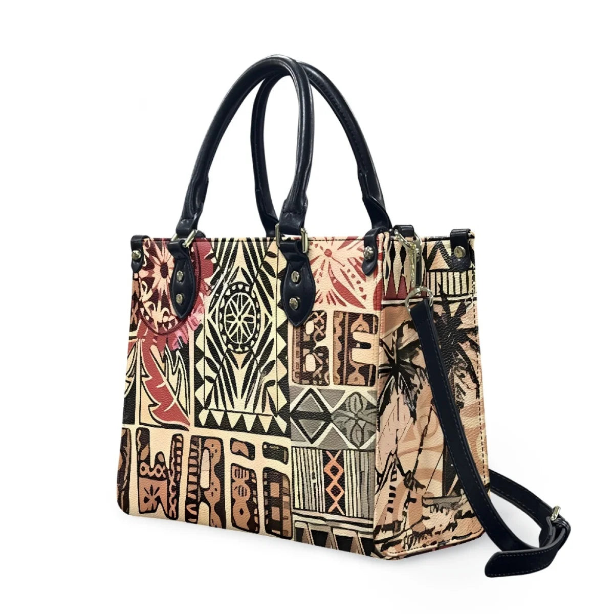 Polynesian Hawaii Tribal Print Tote Bag for Women Shoulder Purse Handbag