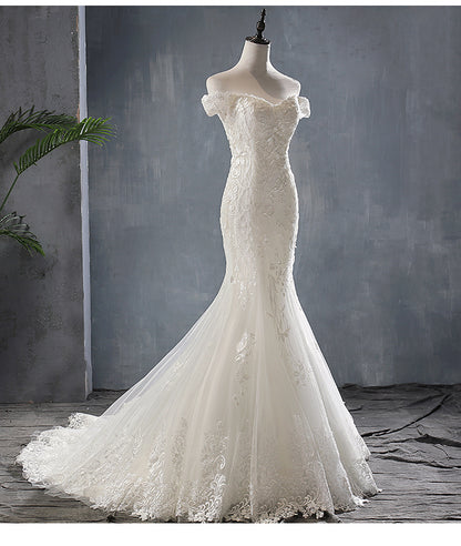 Elegant Mermaid Lace Bridal Gown - - dress