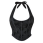Womens Breathable Mesh Halter Body Shaping Top - Black S - halter top
