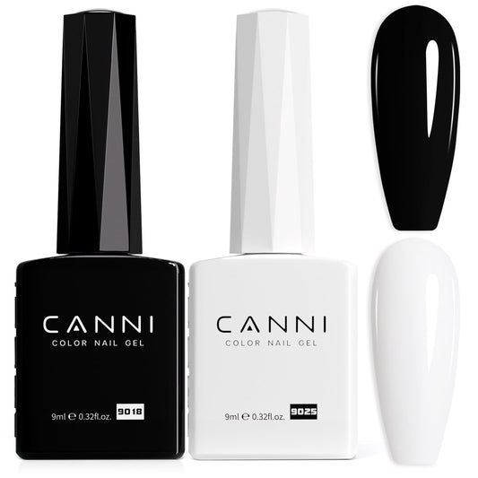 CANNI 2Pcs Hema-Free Black White Gel Nail Polish Set - - nail polish