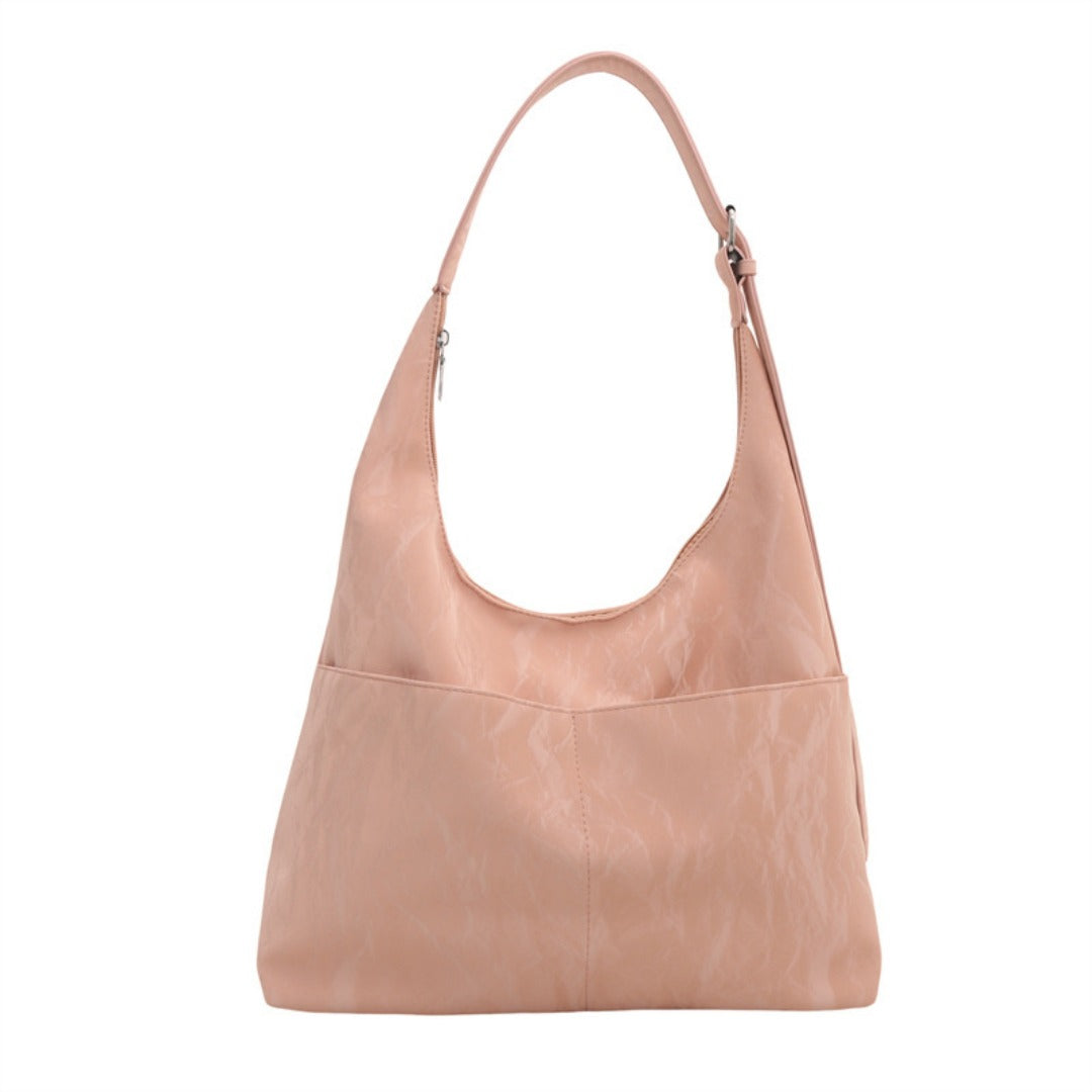 Soft large capacity hobo bag, women's summer work shoulder bag, shoulder bag, casual commuter tote bag - -