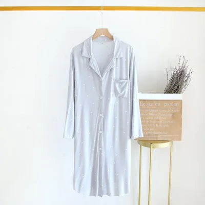 Long Sleeve Sleep Shirt Nightdress Nightgown for Women Pajama Shirt