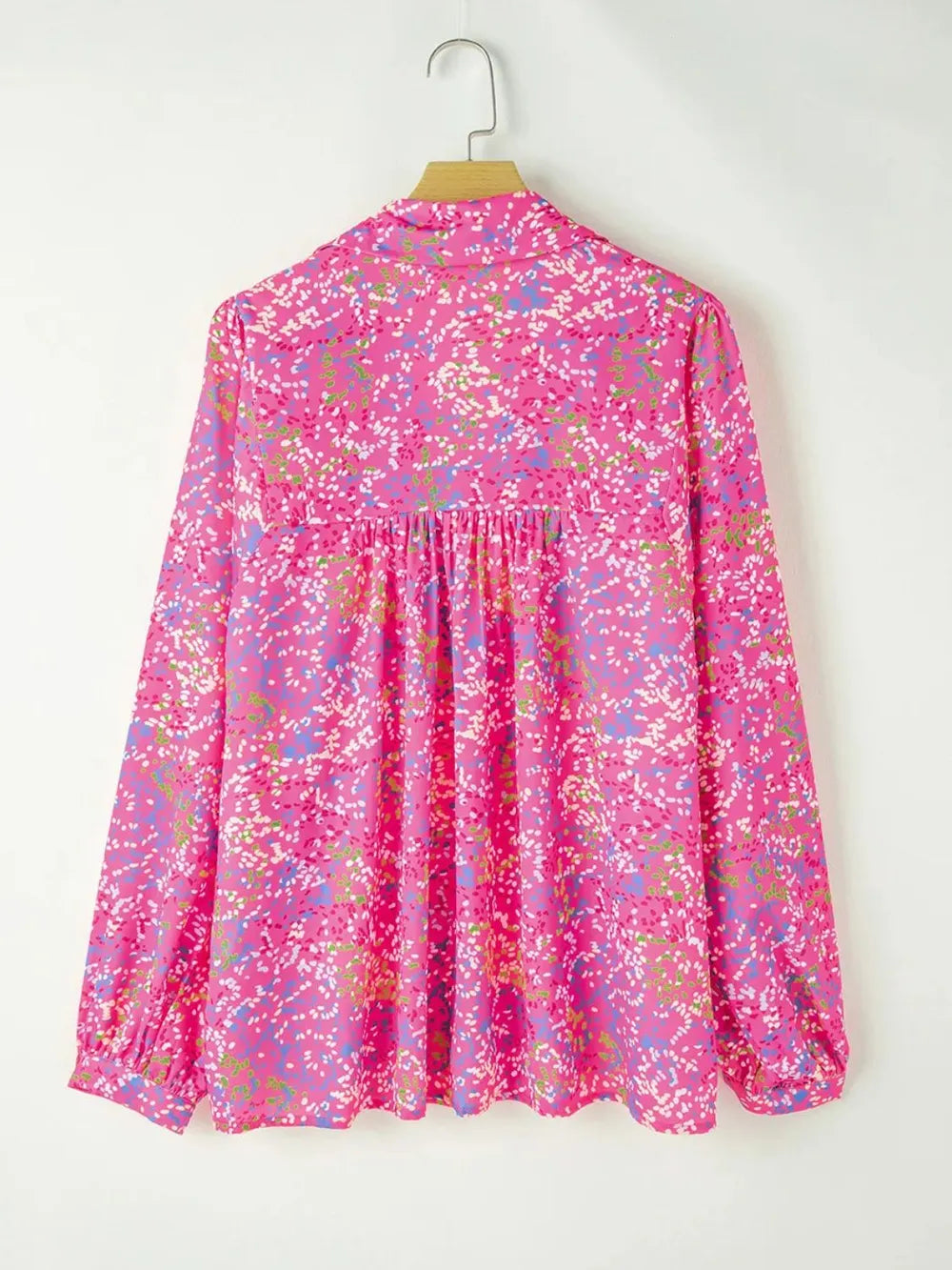 Printed Long Sleeve Blouse - -