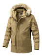 Men's Plus Size Fur Hooded Winter Parka Coat - Khaki -