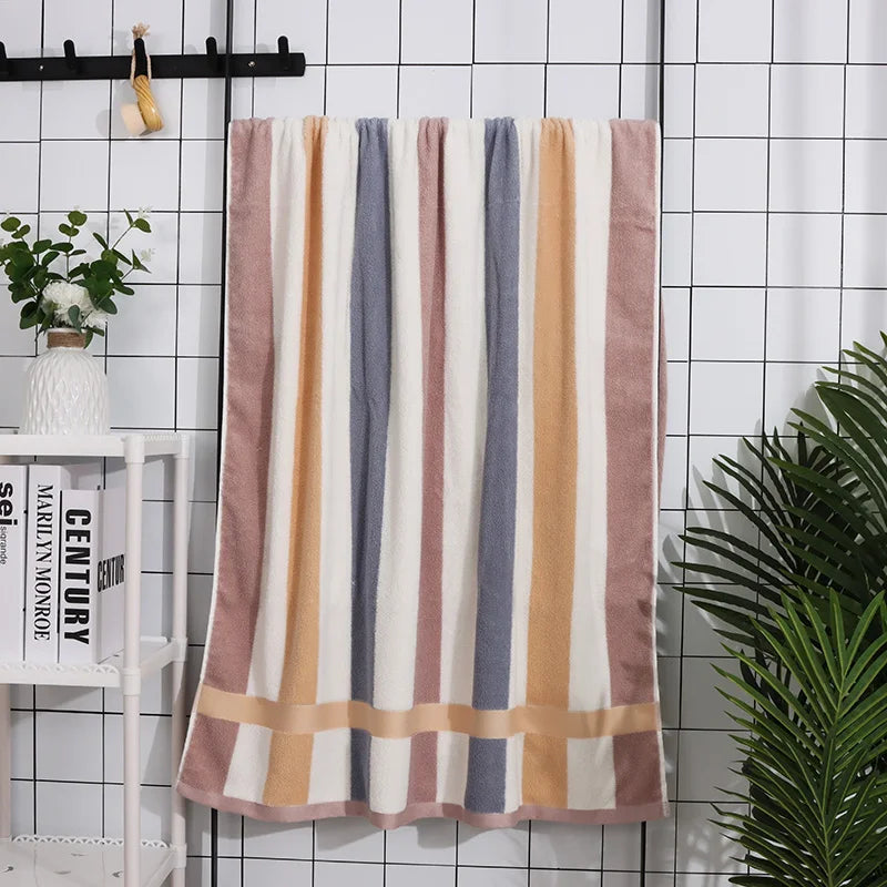 Thickened Stripe 100% Cotton Bath Towel