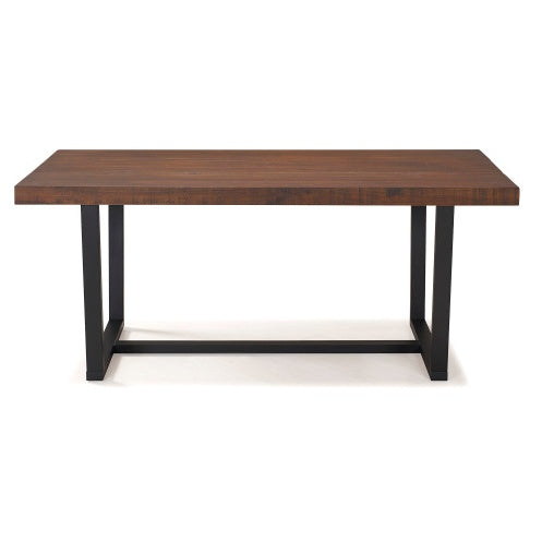 Contemporary Mahogany Solid Wood & Metal Dining Table - -