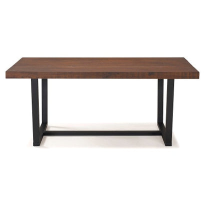 Contemporary Mahogany Solid Wood & Metal Dining Table - -