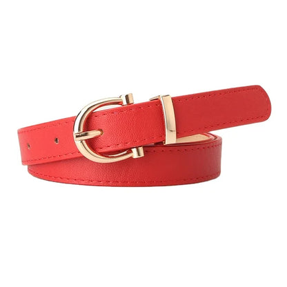 PU Leather Simple Metal Buckle Belt