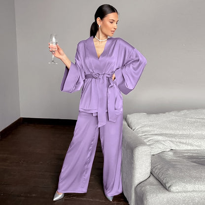 2 Piece Set Satin Sleepwear - - sleepwear