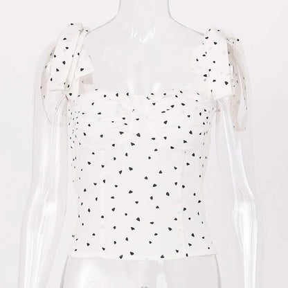 Lace Up Crop Tops - White -