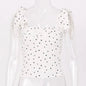 Lace Up Crop Tops - White -