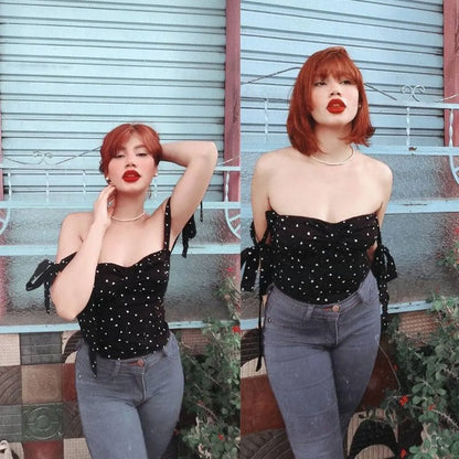 Lace Up Crop Tops - -