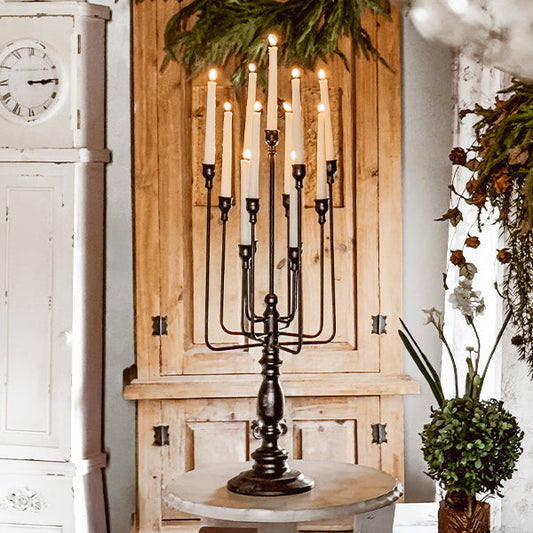 13 Taper Candle Black Iron Candelabra - - candle holder