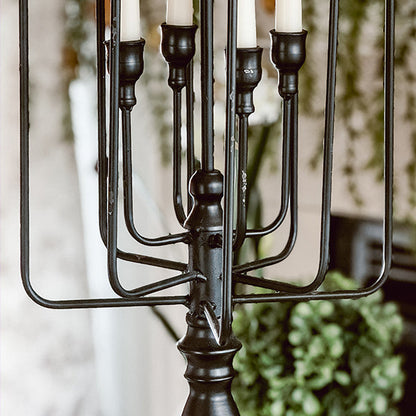 13 Taper Candle Black Iron Candelabra - - General