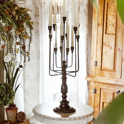 13 Taper Candle Black Iron Candelabra - - General
