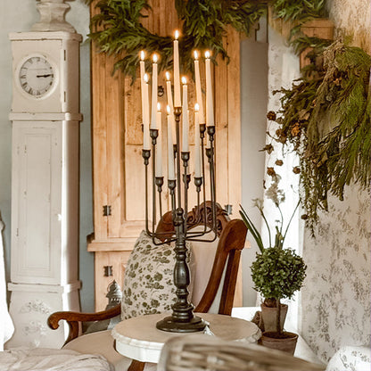 13 Taper Candle Black Iron Candelabra - - General