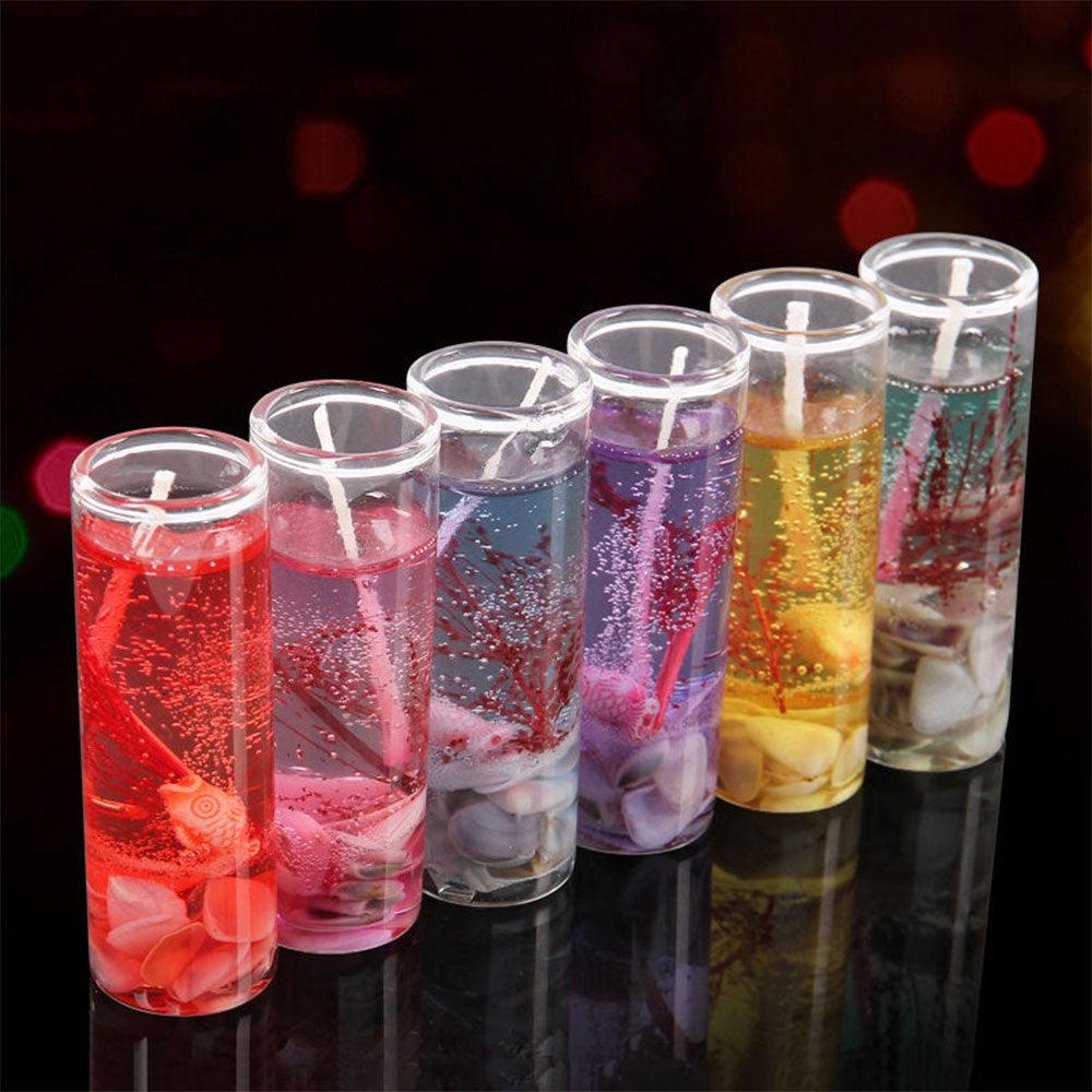 Candle Color Fragrance Smokeless Candle Ocean Shell Jelly Candle Scented Pillar Candles Ocean Scented Candles Long Lasting Blue Candles for Home Scented Candles ForWedding Valentine's Day Christmas - 10pcs - STCN8588JDFHNN