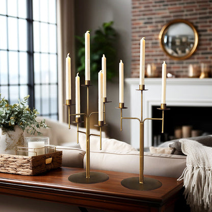 Freestanding Antique Iron Candelabra, Set of Two - - Sale
