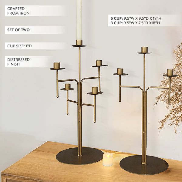 Freestanding Antique Iron Candelabra, Set of Two - - Sale