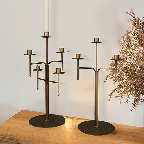 Freestanding Antique Iron Candelabra, Set of Two - - Sale