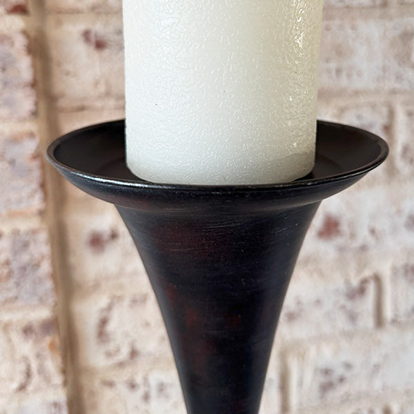 Tall Flared Black Iron Candle Holders, Set of 3 - - Sale