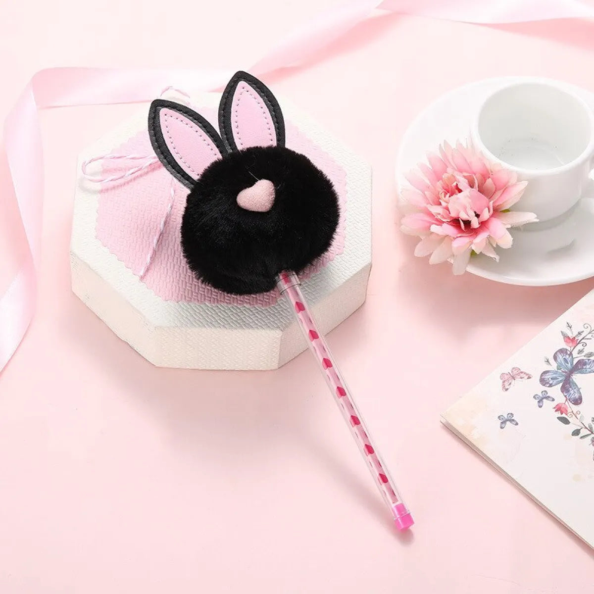 1X Candy Plush Rabbit Gel Pen - Black -