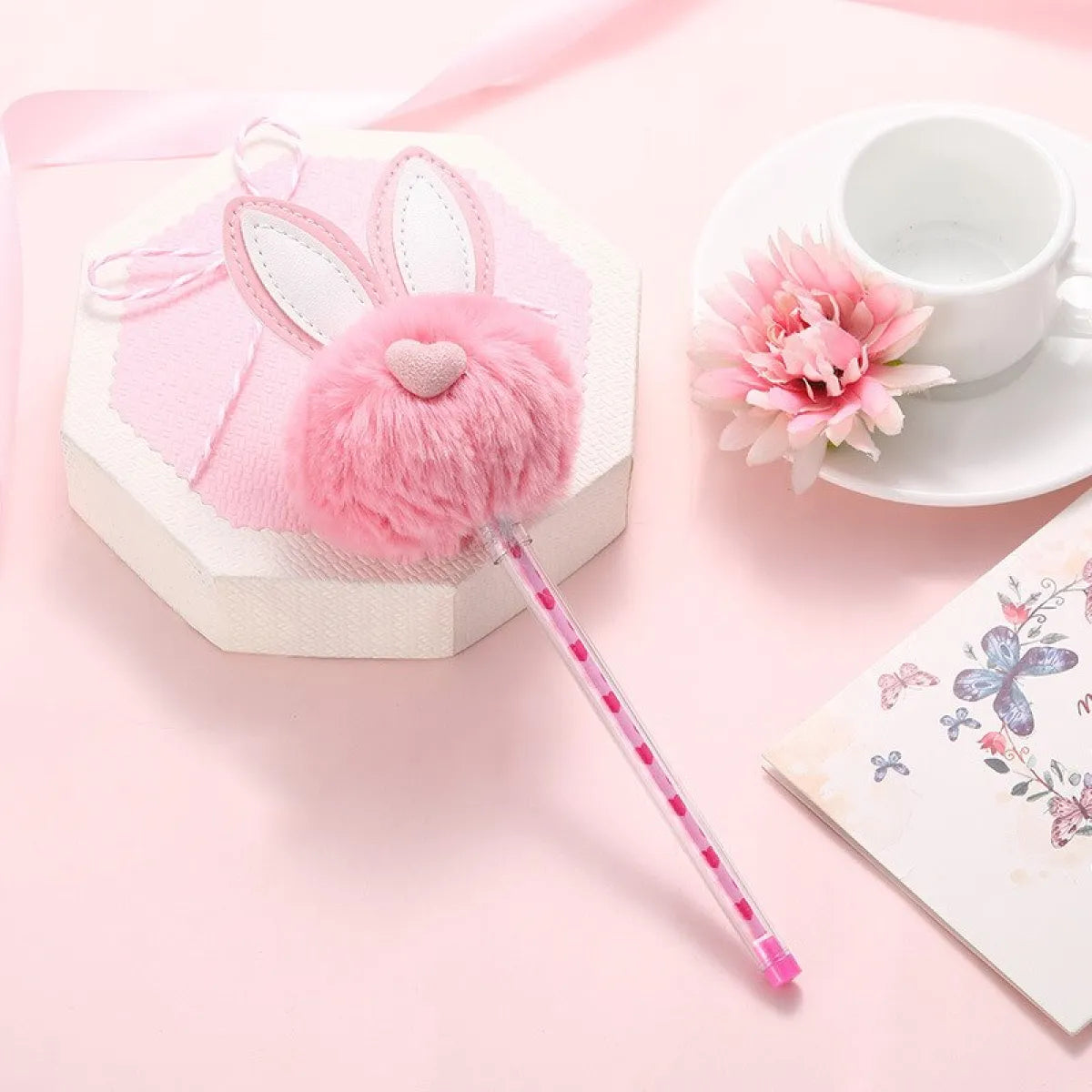 1X Candy Plush Rabbit Gel Pen - Pink -
