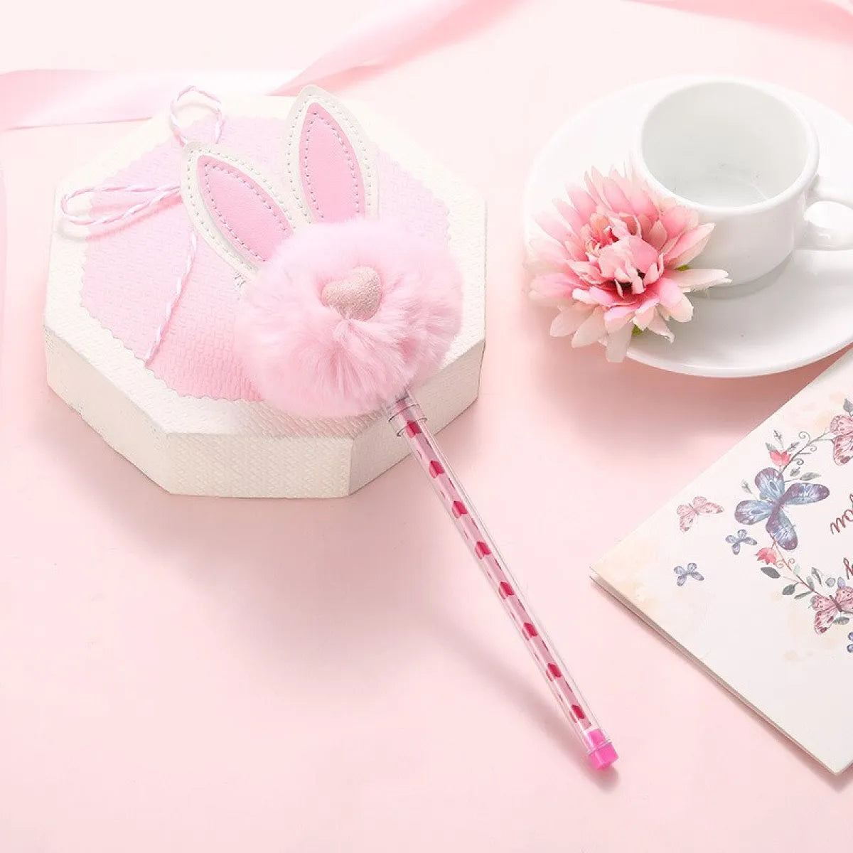1X Candy Plush Rabbit Gel Pen - Light Pink -