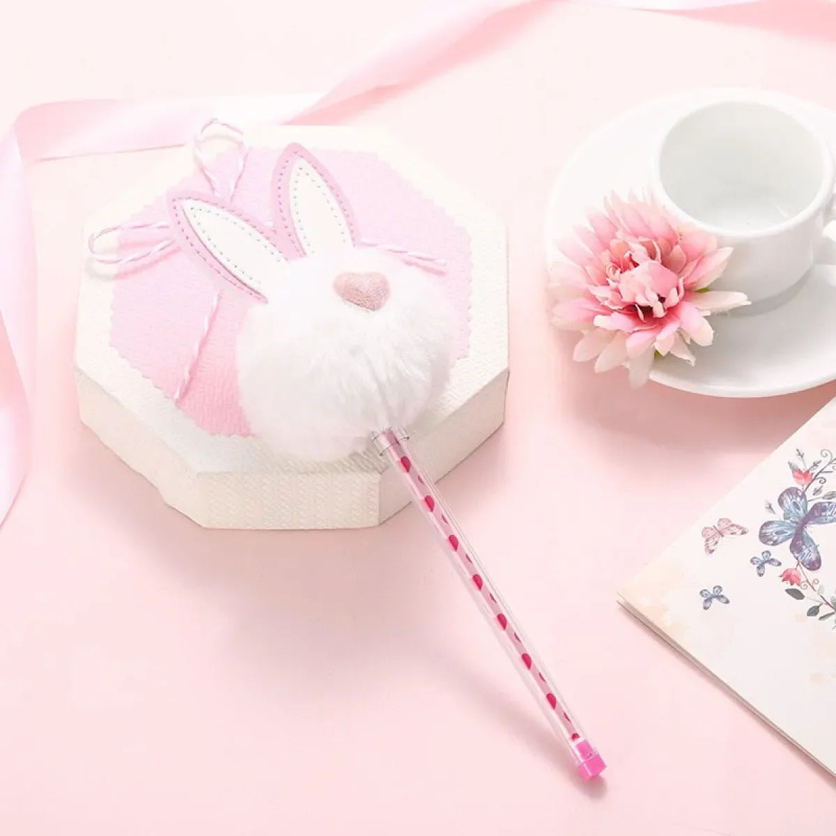 1X Candy Plush Rabbit Gel Pen - White -