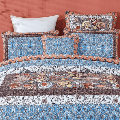Tache Cotton Patchwork Paisley Floral Bohemian Mosaic Paradise Cushion Cover 2-Pieces (JHW-933) - - Euro Sham / Cushion Cover