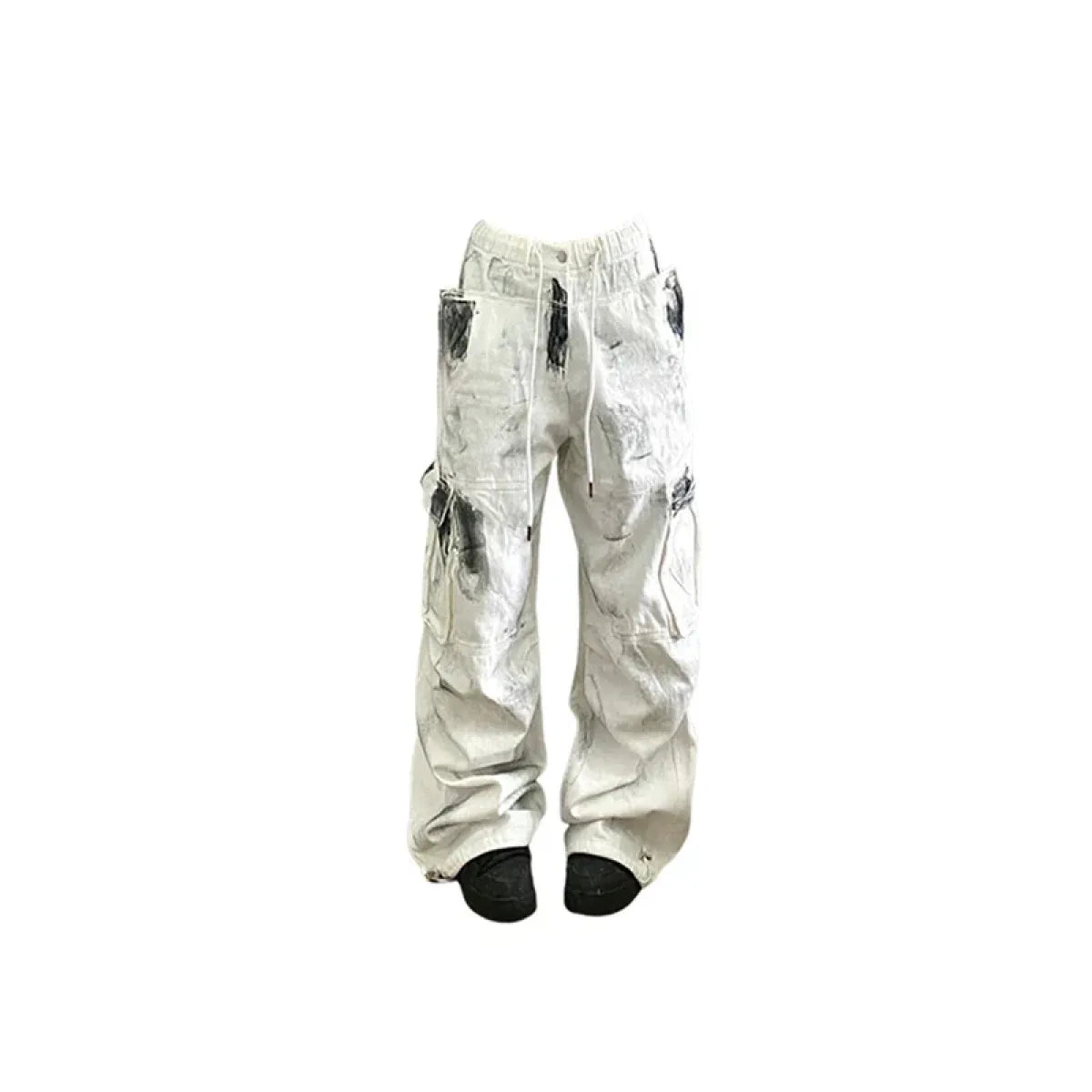 Y2K Vintage White Cargo Jeans - High Waist - White -