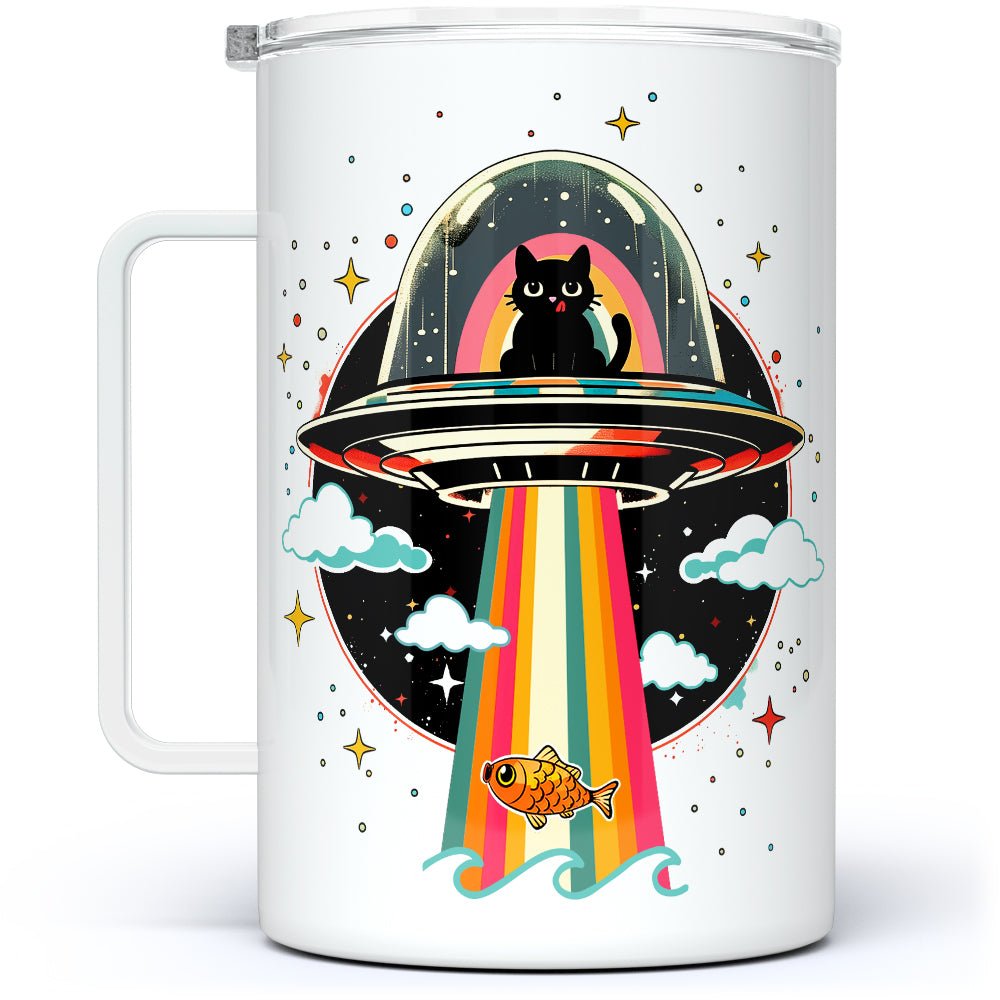 Cat UFO Abduction Insulated Travel Mug - 18oz -