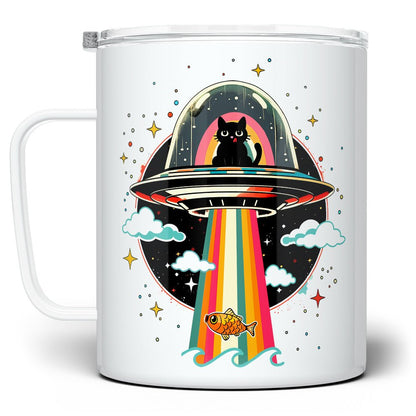 Cat UFO Abduction Insulated Travel Mug - 12oz -