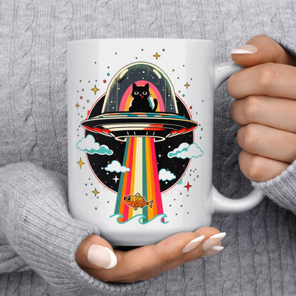 Cat UFO Abduction Mug - -
