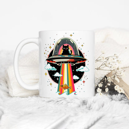 Cat UFO Abduction Mug - -