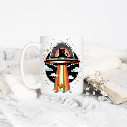 Cat UFO Abduction Mug - -