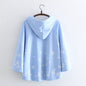 Japanese College Style Cartoon Snowflake Hoodie - Light Blue Free Size - hoodie