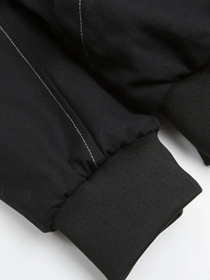 Men's Faux Fur Hooded Zip Up Jacket - -