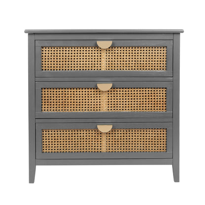 3 Drawer Cabinet, Natural Rattan, American Furniture- Unique Piece Furniture- {{Product type}}