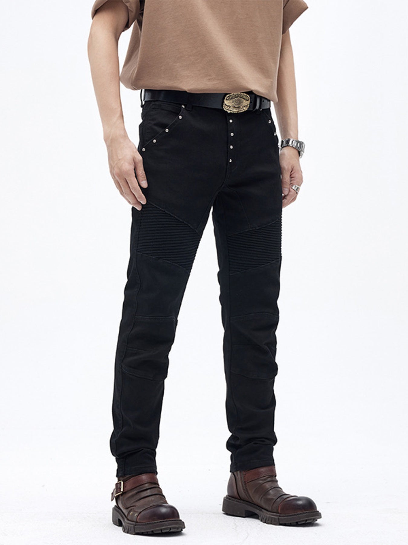 Men's Slim Fit Moto Jeans - -