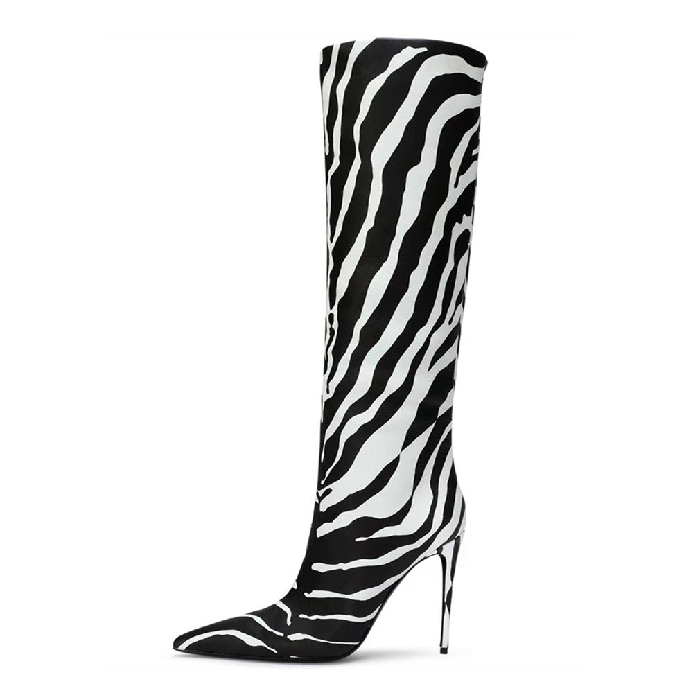 Print Pointed Stiletto Heel Boots