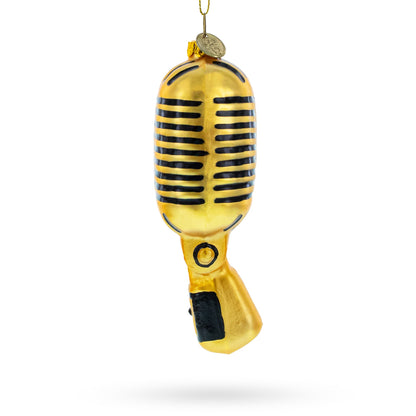 Shiny Golden Microphone Glass Christmas Ornament - - Christmas Ornaments > Music > Retro