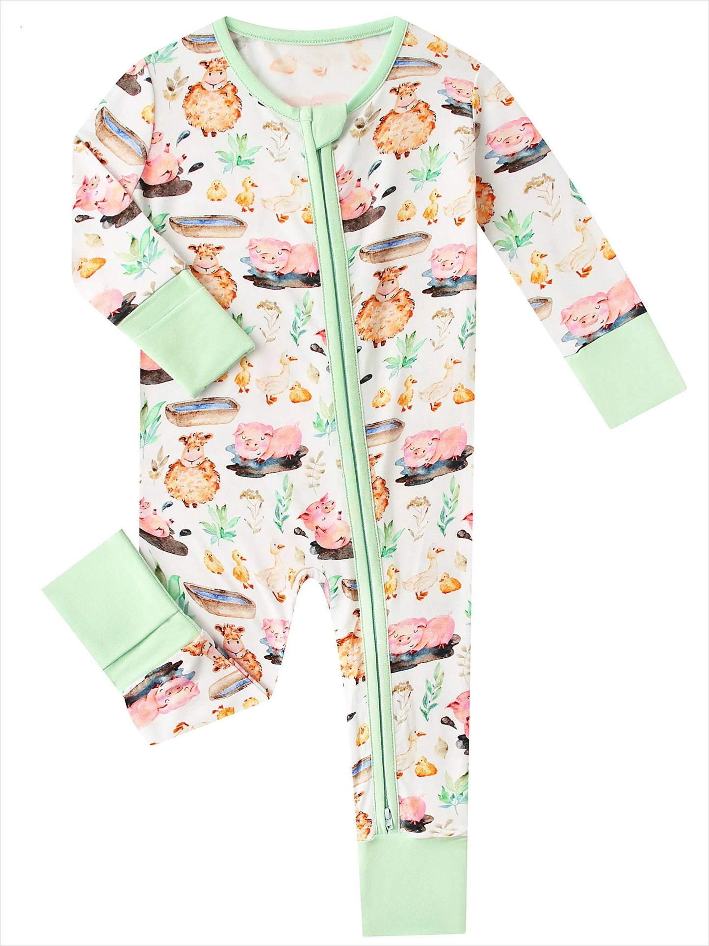 PoshTOT Little Yellow Sheep Bamboo Baby Convertible Zippy Romper - - Zippy Romper