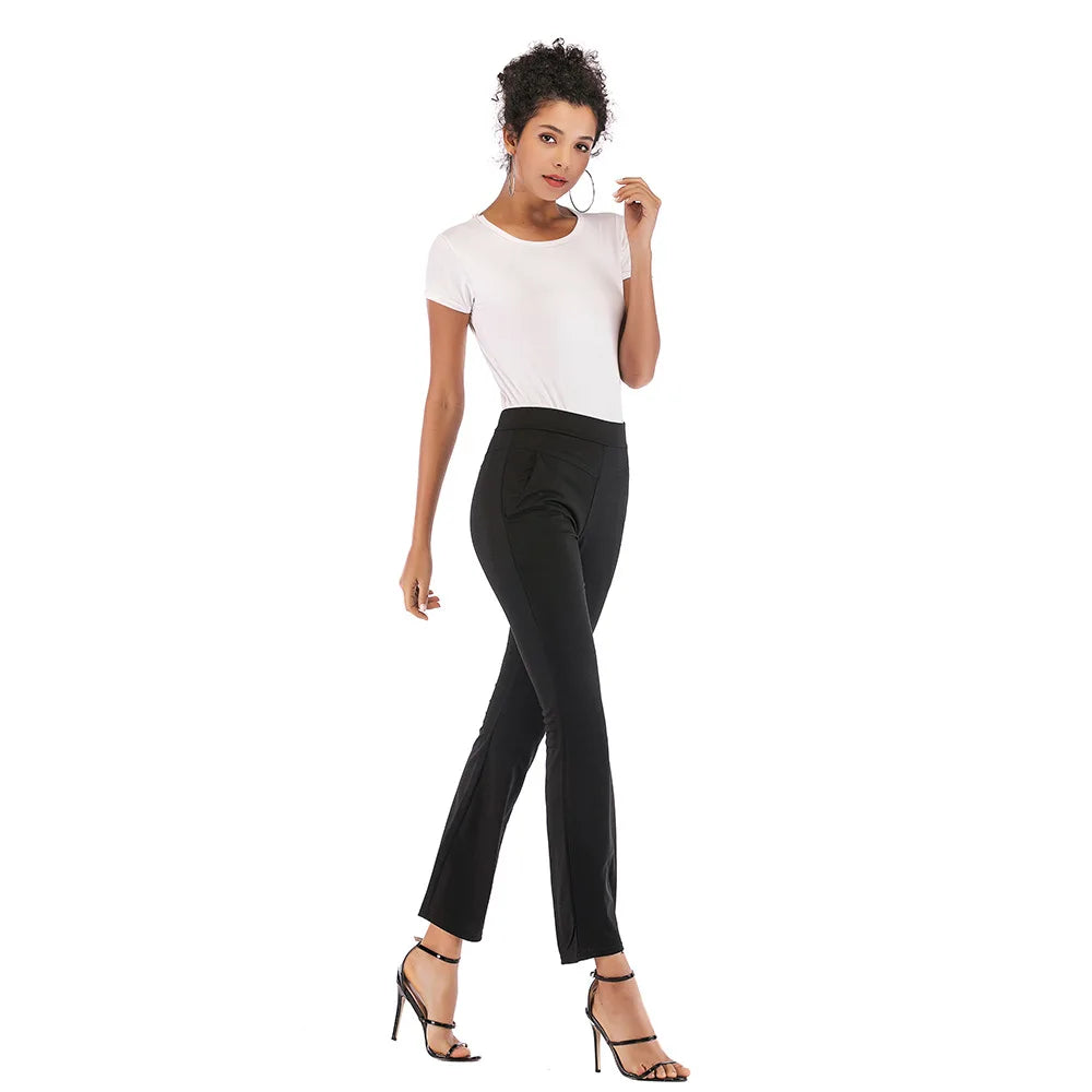 Women's Side Pockets Black Casual Pants