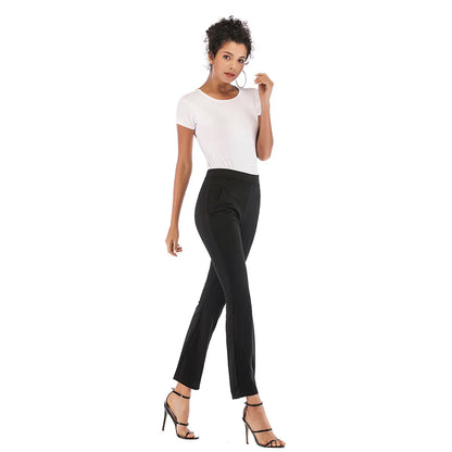 Womens Side Pockets Black Casual Pants