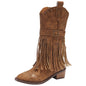 Women's Western Cowgirl Boots Wide Pointed Toe Mid Calf PU Leather Tassel Boots