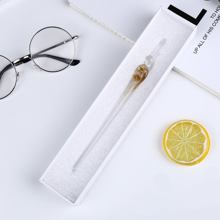 Artisan Glass Pen & Gold Ink Collection - Yellow - glass pen