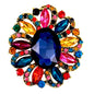 SELOVO Multicolor Flower Rhinestone Brooch Antique Gold - Multicolor - brooch
